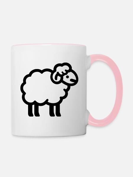Schaf - Tasse zweifarbig - Weiß/Pink