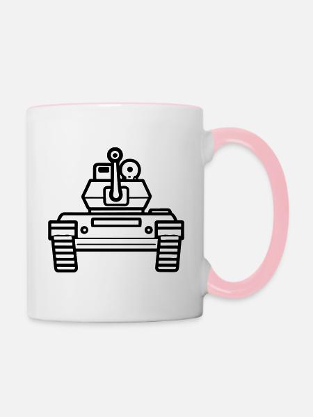 Panzer - Tasse zweifarbig - Weiß/Pink