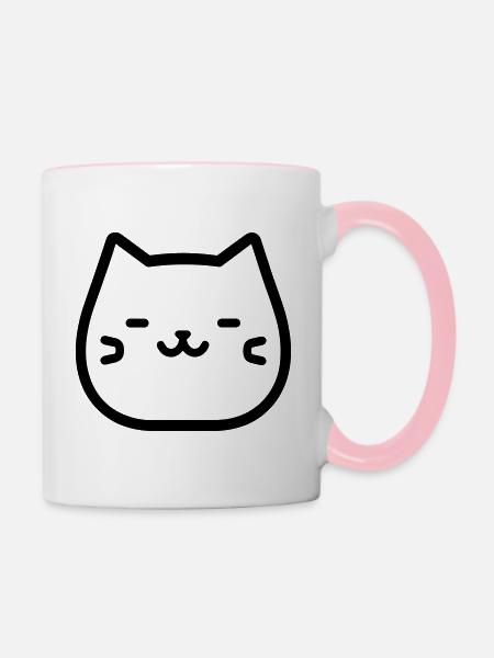 Katze - Tasse zweifarbig - Weiß/Pink