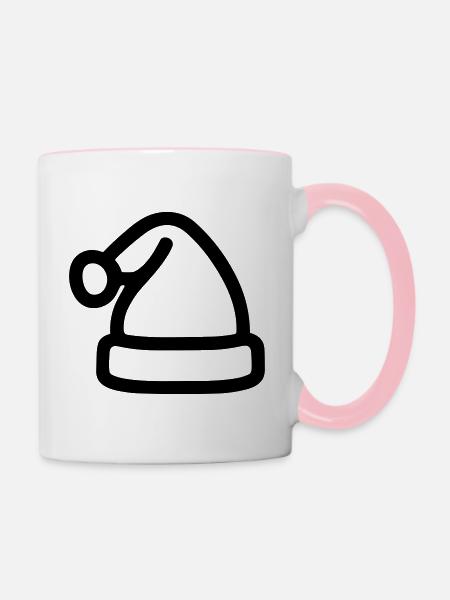 Weihnachtsmütze - Tasse zweifarbig - Weiß/Pink