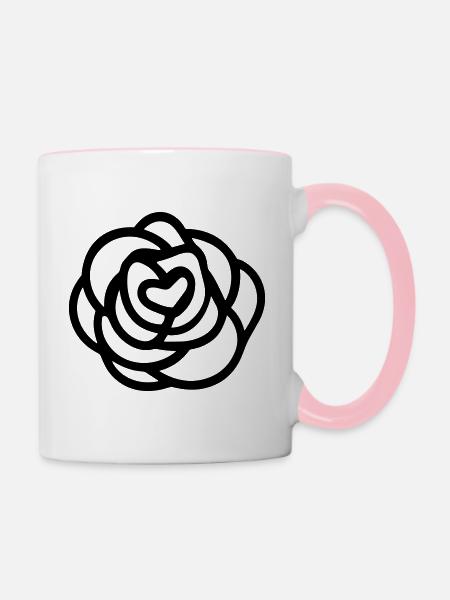Rosa Blume - Tasse zweifarbig - Weiß/Pink