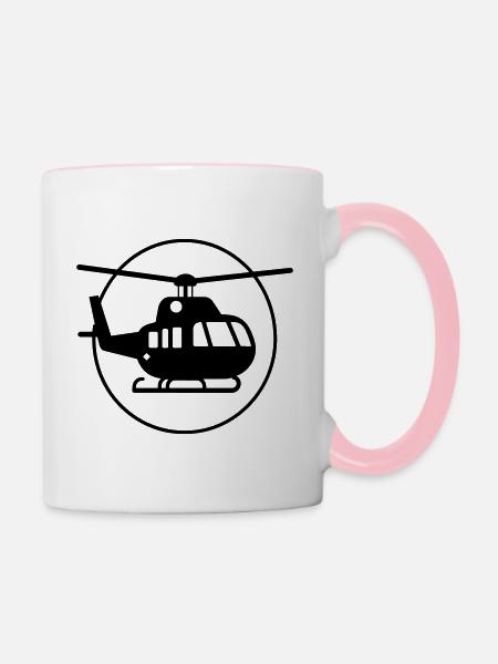 Hubschrauber - Tasse zweifarbig - Weiß/Pink