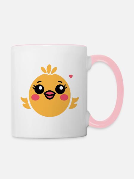 Küken - Tasse zweifarbig - Weiß/Pink