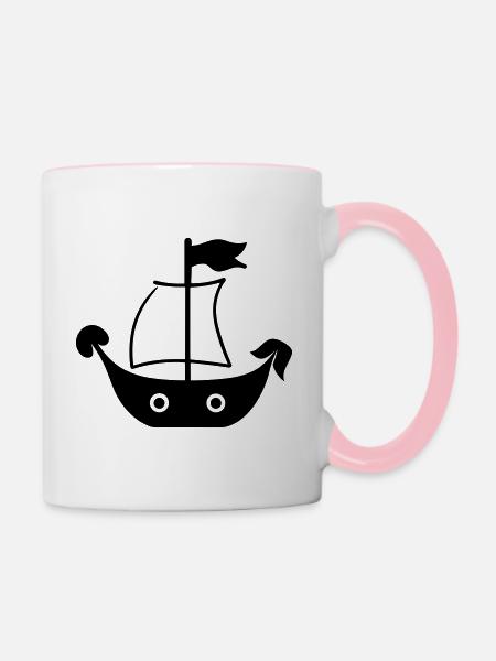 Piratenschiff - Tasse zweifarbig - Weiß/Pink