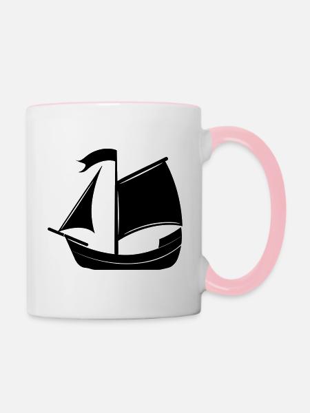 Piratenschiff - Tasse zweifarbig - Weiß/Pink