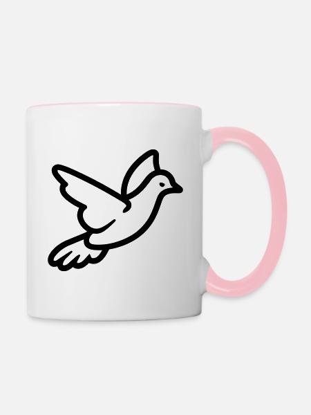 Taube - Tasse zweifarbig - Weiß/Pink