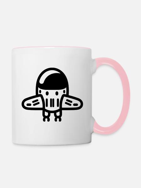 fliegende Untertasse - Tasse zweifarbig - Weiß/Pink