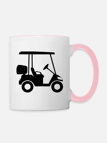 Golfwagen - Tasse zweifarbig - Weiß/Pink