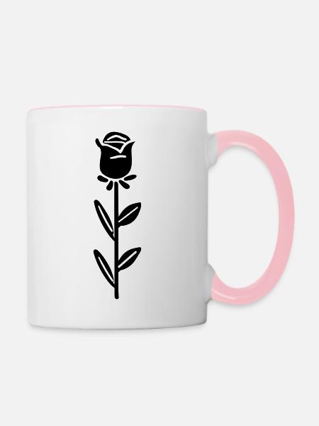 Rosa Blume - Tasse zweifarbig - Weiß/Pink