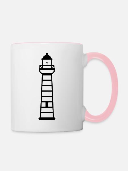 Leuchtturm - Tasse zweifarbig - Weiß/Pink