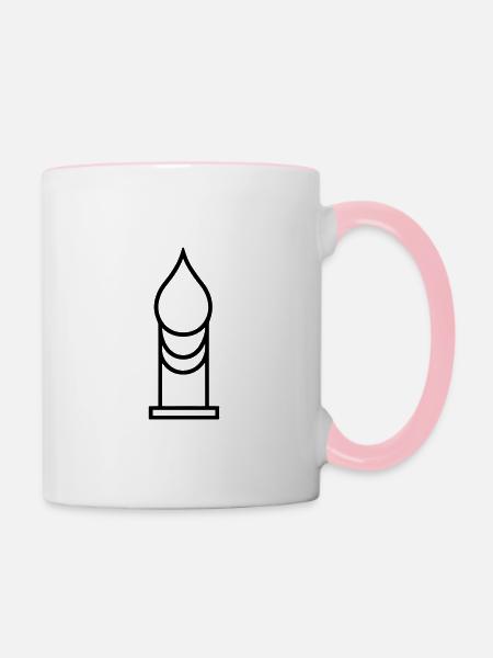 Kerze - Tasse zweifarbig - Weiß/Pink