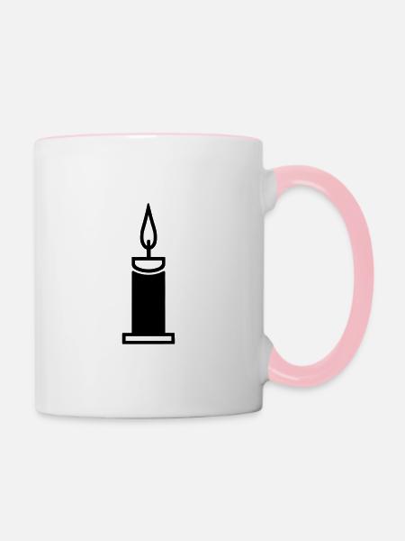 Kerze - Tasse zweifarbig - Weiß/Pink