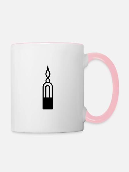 Kerze - Tasse zweifarbig - Weiß/Pink