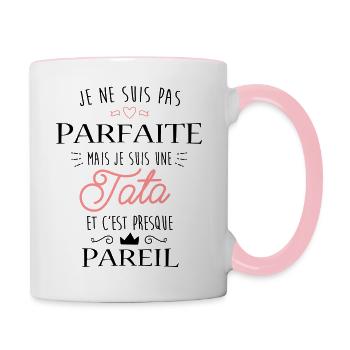 Tata Parfaite - Mug contrasté - blanc/rose - Droite