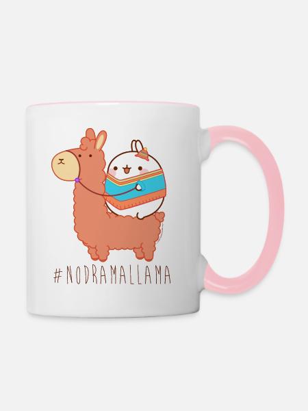 Molang Lama #nodramallama - Tasse zweifarbig - Weiß/Pink