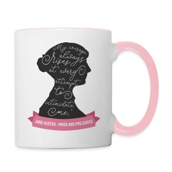 Orgueil et préjugés Citation I - Jane Austen - Mug contrasté - blanc/rose - Droite