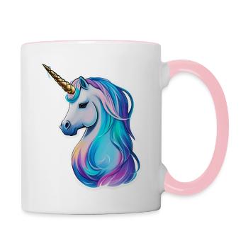 Magisches Einhorn eine zauberhafte Welt für Kinder - Tasse zweifarbig - Weiß/Pink - Rechts