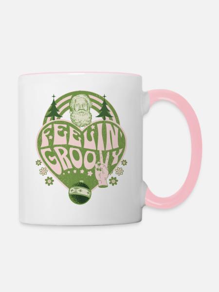 Grooviger Weihnachtsmann im Retro-Stil - Tasse zweifarbig - Weiß/Pink