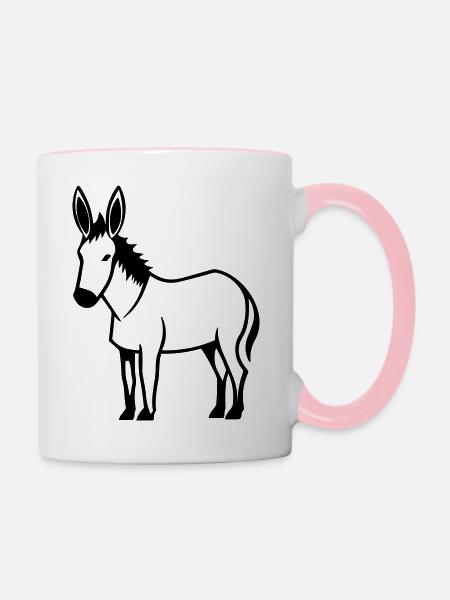 Esel - Tasse zweifarbig - Weiß/Pink