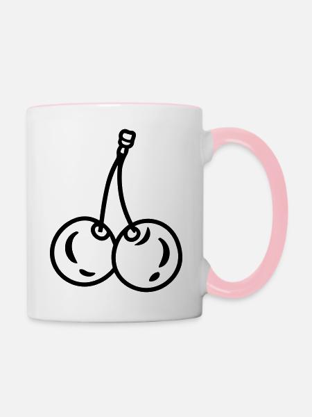 Kirsche - Tasse zweifarbig - Weiß/Pink