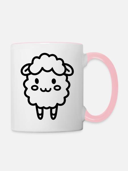 Schaf - Tasse zweifarbig - Weiß/Pink