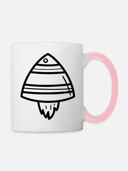 fliegende Untertasse - Tasse zweifarbig - Weiß/Pink