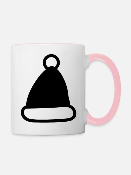 Weihnachtsmütze - Tasse zweifarbig - Weiß/Pink