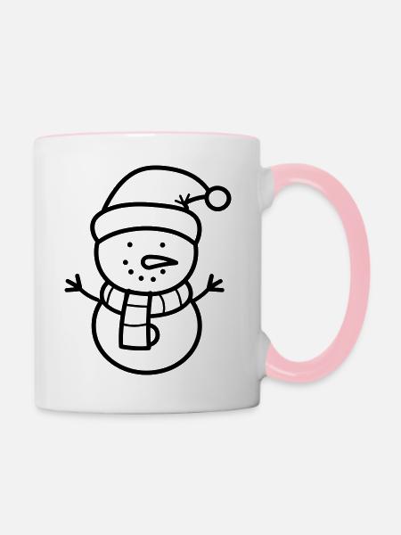 Schneemann - Tasse zweifarbig - Weiß/Pink