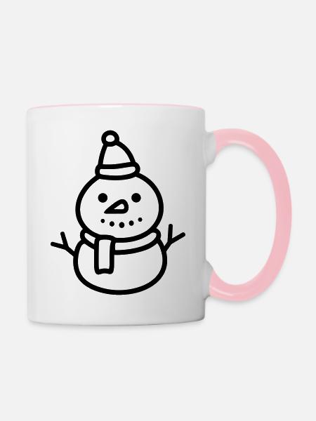 Schneemann - Tasse zweifarbig - Weiß/Pink