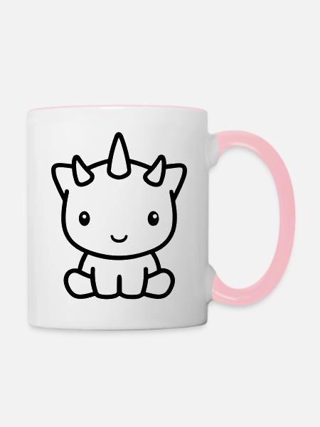 Triceratops - Tasse zweifarbig - Weiß/Pink