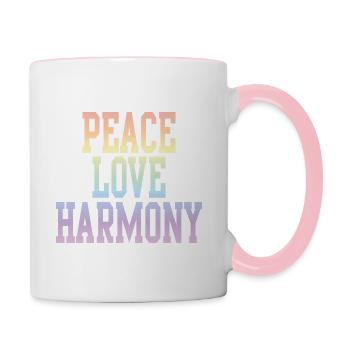 Love Peace Harmony Rainbow - Tasse zweifarbig - Weiß/Pink - Rechts