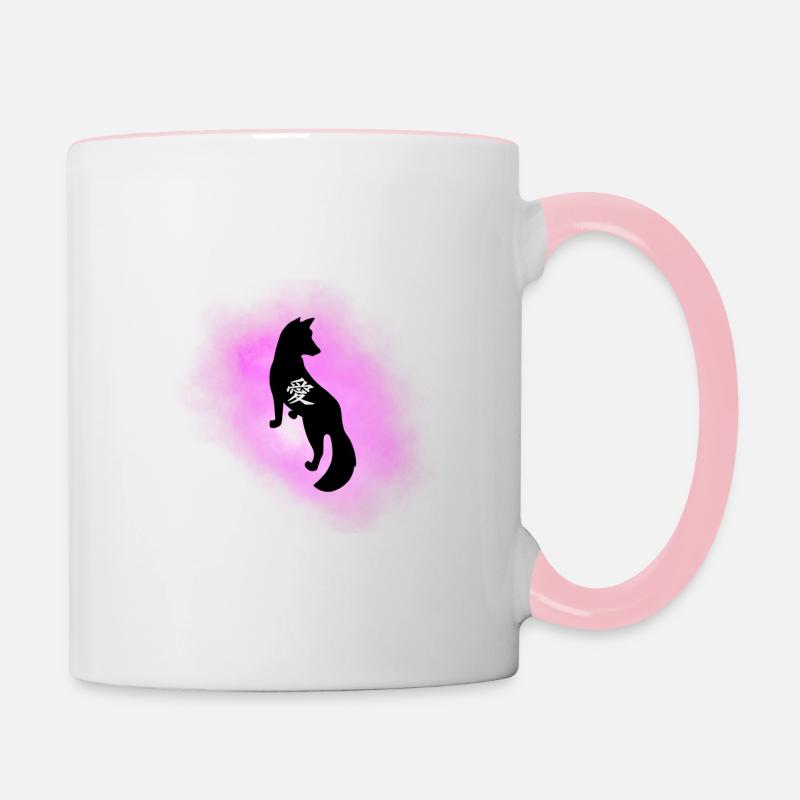 Amour japonais - renard - Mug contrasté - blanc/rose