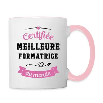 Certifiée meilleure formatrice du monde - Mug contrasté - blanc/rose - Droite