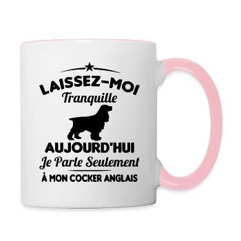 Je parle seulement à mon Cocker Anglais - Mug contrasté - blanc/rose - Droite