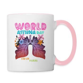 Welt-Asthma-Tag - Tasse zweifarbig - Weiß/Pink - Rechts