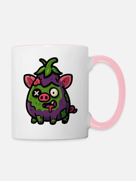 Zombie-Schwein - Tasse zweifarbig - Weiß/Pink