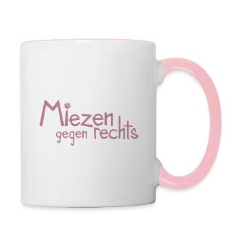 Miezen gegen rechts III - Tasse zweifarbig - Weiß/Pink - Rechts