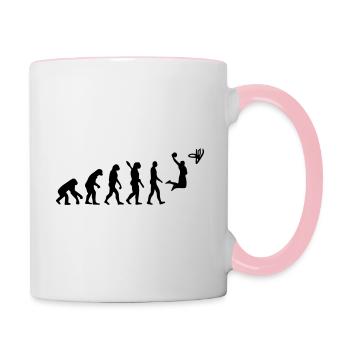t-shirt basket - Evolution Basketball sport panier - Mug contrasté - blanc/rose - Droite