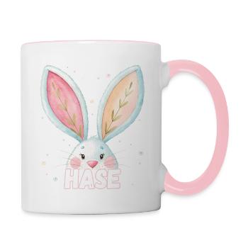Nom d’animal de compagnie Lapin de Pâques drôle - Mug contrasté - blanc/rose - Droite