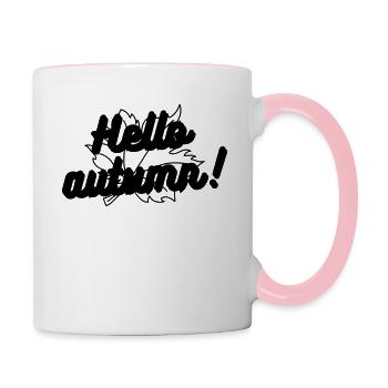 Hello autumn Hallo Herbst Fall - Contrasting Mug - white/pink - Right