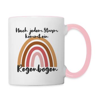 Nach jedem Sturm kommt ein Regenbogen - Tasse zweifarbig - Weiß/Pink - Rechts