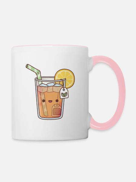 Kawaii Eis-Zitronentee - Tasse zweifarbig - Weiß/Pink