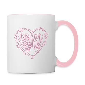 Kämpferin Herz Typo Pink - Tasse zweifarbig - Weiß/Pink - Rechts