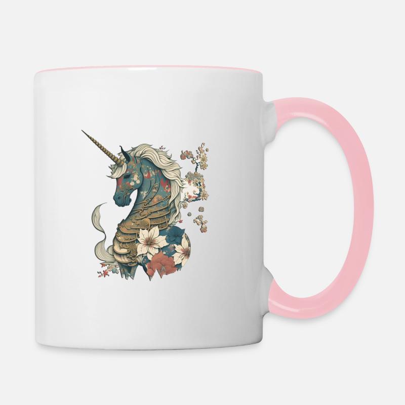 Licorne#01 - Mug contrasté - blanc/rose
