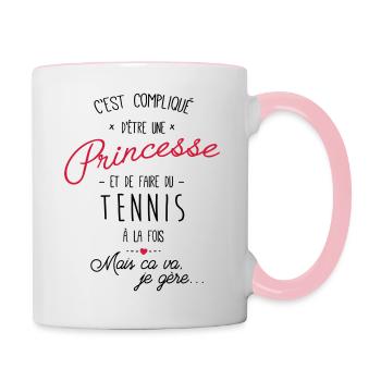 princesse et Tennis - Mug contrasté - blanc/rose - Droite