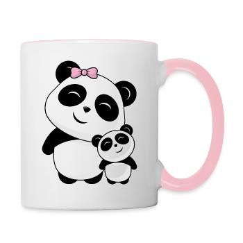 La famille des amis du panda mignon - Mug contrasté - blanc/rose - Droite