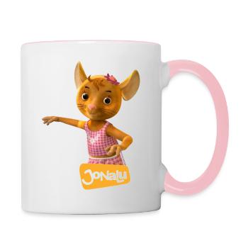 JoNaLu Mäusemädchen Naya - Tasse zweifarbig - Weiß/Pink - Rechts