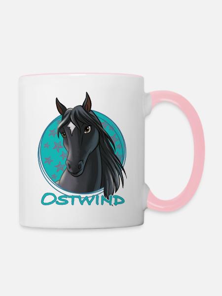 Ostwind Pferd Porträt - Tasse zweifarbig - Weiß/Pink