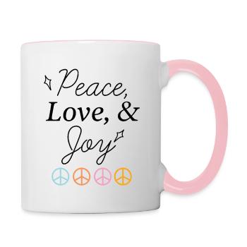Peace and love all best - Mug contrasté - blanc/rose - Droite