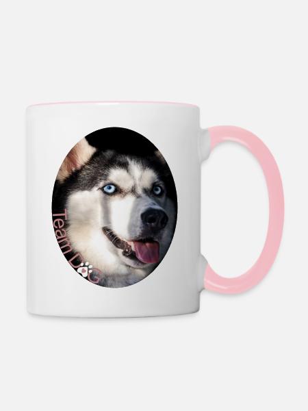 Team Hund / Team Dog - Tasse zweifarbig - Weiß/Pink